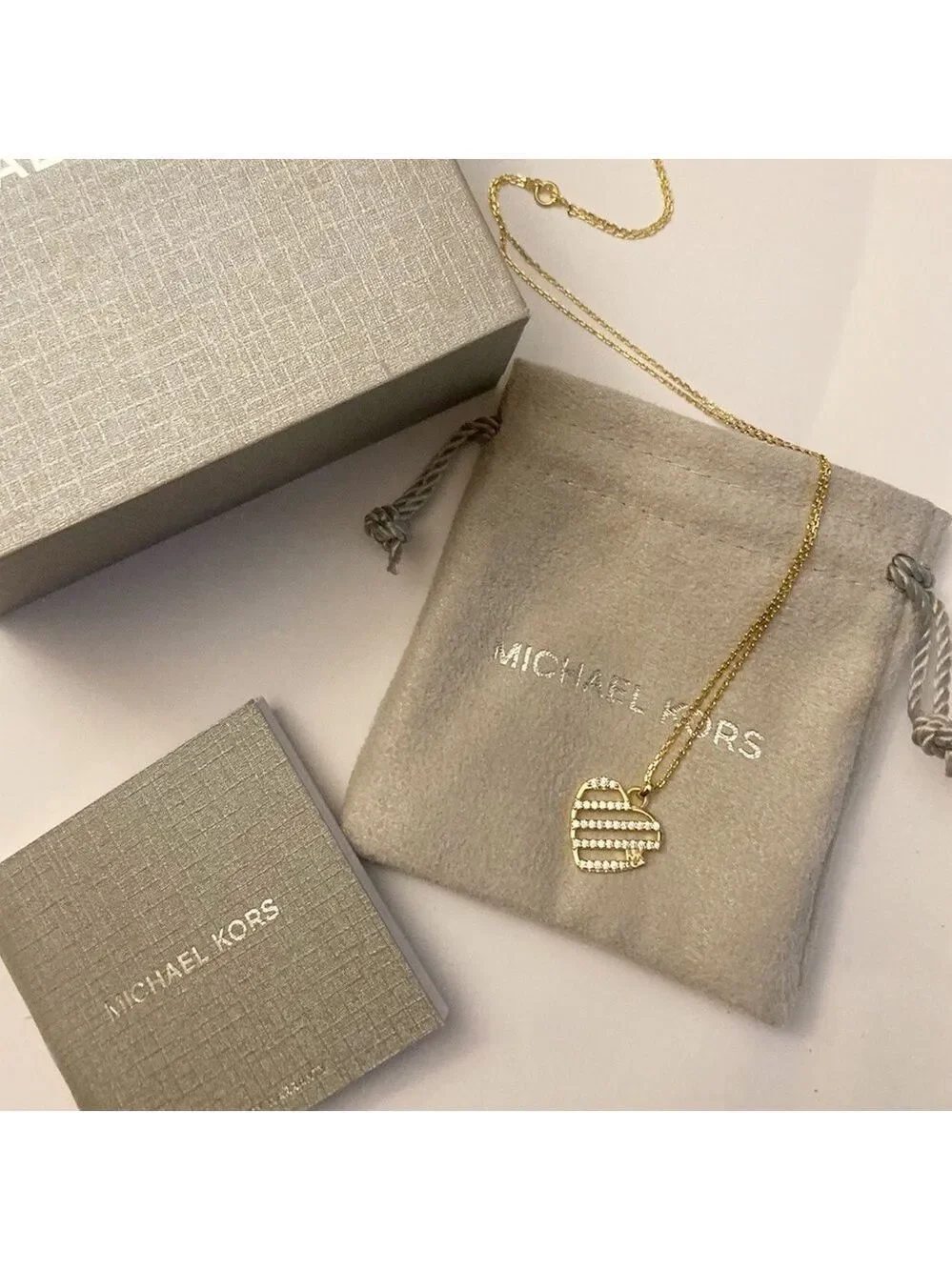 Michael Kors Sterling Silver Open Heart Necklace